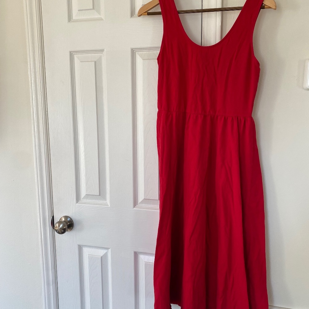 Who What Wear red midi cotton dress small